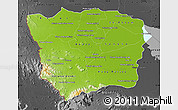 Physical Map of Battambang, darken, desaturated