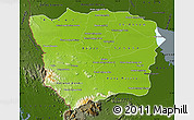 Physical Map of Battambang, darken