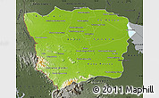 Physical Map of Battambang, darken, semi-desaturated