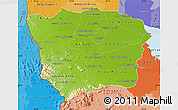 Physical Map of Battambang, political shades outside