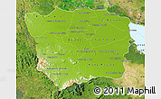 Physical Map of Battambang, satellite outside