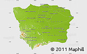 Physical Map of Battambang, single color outside