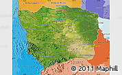 Satellite Map of Battambang, political shades outside