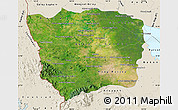 Satellite Map of Battambang, shaded relief outside