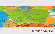 Physical Panoramic Map of Battambang, political outside