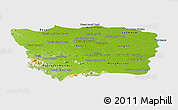 Physical Panoramic Map of Battambang, single color outside