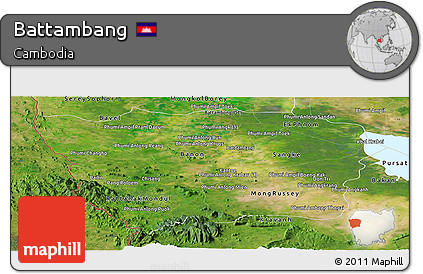 Satellite Panoramic Map of Battambang