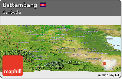 Satellite Panoramic Map of Battambang