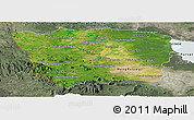 Satellite Panoramic Map of Battambang, semi-desaturated