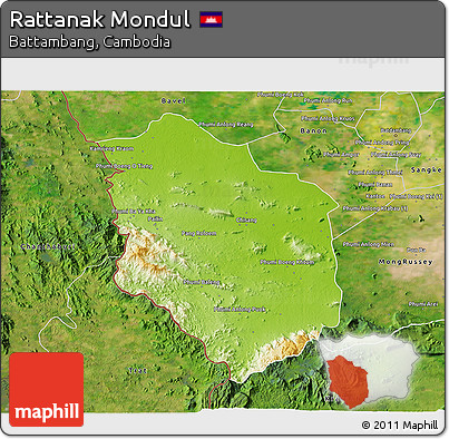Physical 3D Map of Rattanak Mondul, satellite outside