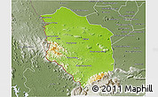 Physical 3D Map of Rattanak Mondul, semi-desaturated