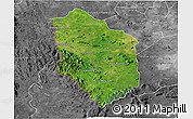 Satellite 3D Map of Rattanak Mondul, desaturated