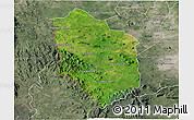 Satellite 3D Map of Rattanak Mondul, semi-desaturated