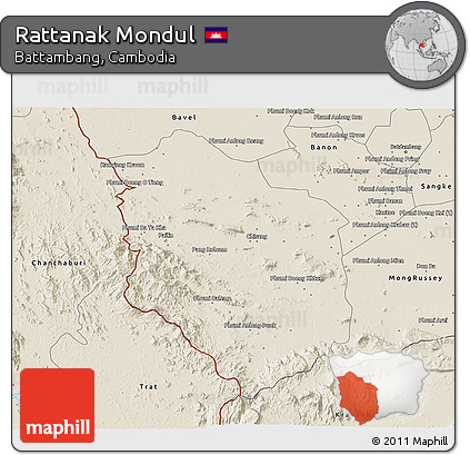 Shaded Relief 3D Map of Rattanak Mondul
