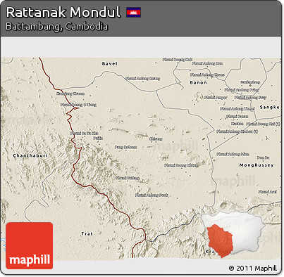 Shaded Relief 3D Map of Rattanak Mondul