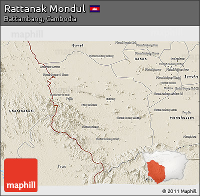 Shaded Relief 3D Map of Rattanak Mondul