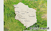 Shaded Relief 3D Map of Rattanak Mondul, satellite outside