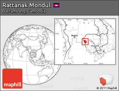 Blank Location Map of Rattanak Mondul