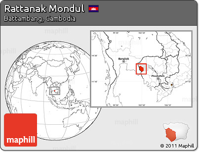 Blank Location Map of Rattanak Mondul, highlighted parent region