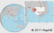Gray Location Map of Rattanak Mondul, highlighted country, highlighted parent region, within the entire country