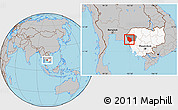 Gray Location Map of Rattanak Mondul, highlighted country, highlighted parent region