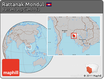 Gray Location Map of Rattanak Mondul, highlighted parent region