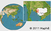 Satellite Location Map of Rattanak Mondul, highlighted country