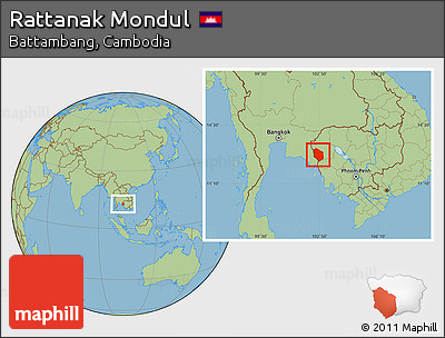 Savanna Style Location Map of Rattanak Mondul