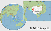 Savanna Style Location Map of Rattanak Mondul, highlighted country, within the entire country