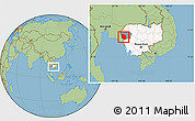 Savanna Style Location Map of Rattanak Mondul, highlighted country, highlighted parent region, within the entire country