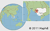 Savanna Style Location Map of Rattanak Mondul, highlighted country, highlighted parent region