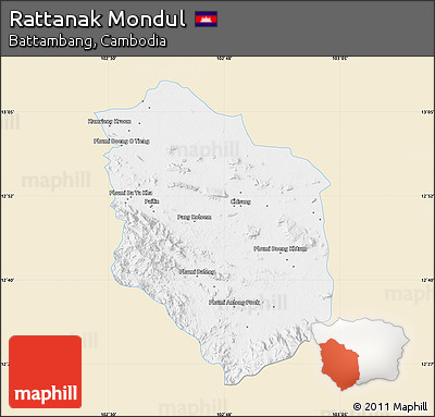 Classic Style Map of Rattanak Mondul, single color outside