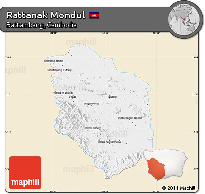 Classic Style Map of Rattanak Mondul, single color outside