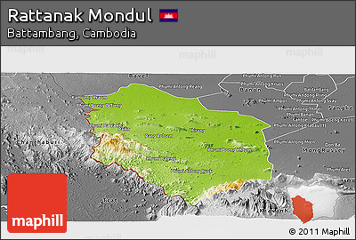 Physical Panoramic Map of Rattanak Mondul, desaturated