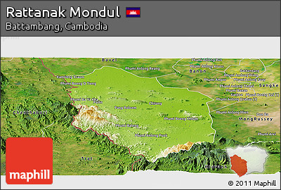 Physical Panoramic Map of Rattanak Mondul, satellite outside