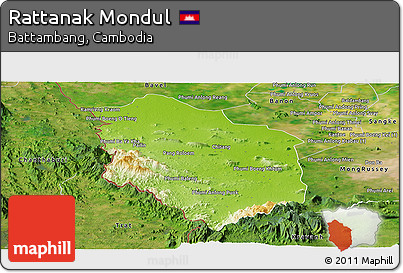 Physical Panoramic Map of Rattanak Mondul, satellite outside