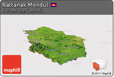 Satellite Panoramic Map of Rattanak Mondul, cropped outside