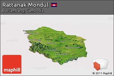 Satellite Panoramic Map of Rattanak Mondul, cropped outside