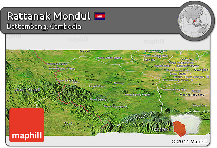 Satellite Panoramic Map of Rattanak Mondul