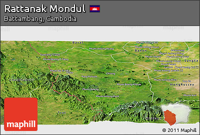 Satellite Panoramic Map of Rattanak Mondul