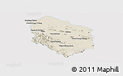 Shaded Relief Panoramic Map of Rattanak Mondul, single color outside