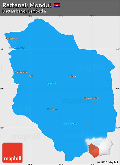 Political Simple Map of Rattanak Mondul, single color outside