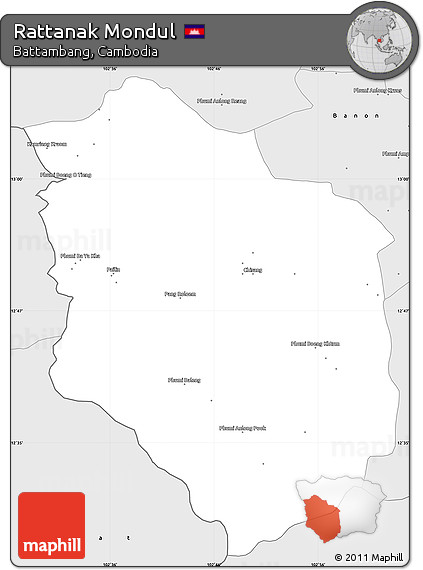 Silver Style Simple Map of Rattanak Mondul
