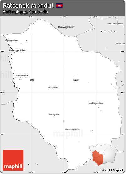Silver Style Simple Map of Rattanak Mondul