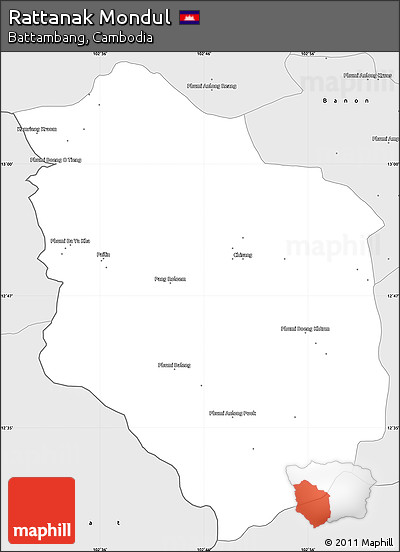 Silver Style Simple Map of Rattanak Mondul