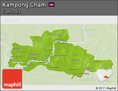 Physical 3D Map of Kampong Cham, lighten