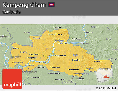 Savanna Style 3D Map of Kampong Cham