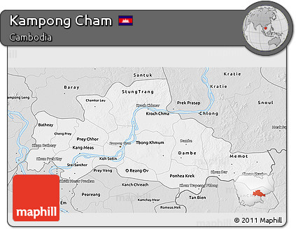 Silver Style 3D Map of Kampong Cham