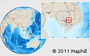 Shaded Relief Location Map of Dambe, within the entire country