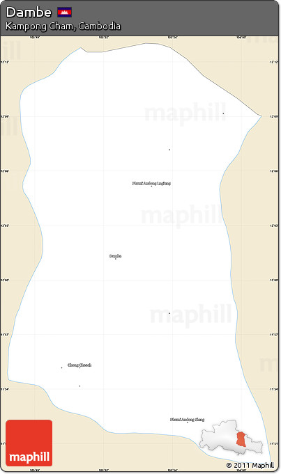 Classic Style Simple Map of Dambe, single color outside